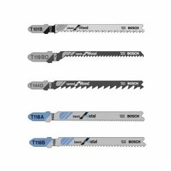 Bosch Jigsaw Blade Kit- T-Shank - High-Carbon Steel - For Wood and Metal - Set of 5