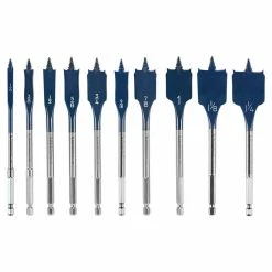 Bosch Daredevil Standard Spade Drill Bit - 10-Piece Set - Full Cone Threaded Tip - Hex Shank