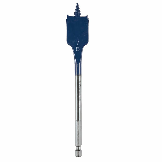 Bosch Daredevil Standard Spade Wood Drill Bit - 7/8-in dia x 6-in L - 1/4-in Hex Shank - Full Threaded Cone 1 Bosch Daredevil Standard Spade Wood Drill Bit - 7/8-in dia x 6-in L - 1/4-in Hex Shank - Full Threaded Cone