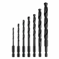 Bosch Impact Tough Drill Bit - 7-Piece Set - Hex Shank - 135° Split Point - Black Oxide-Coated