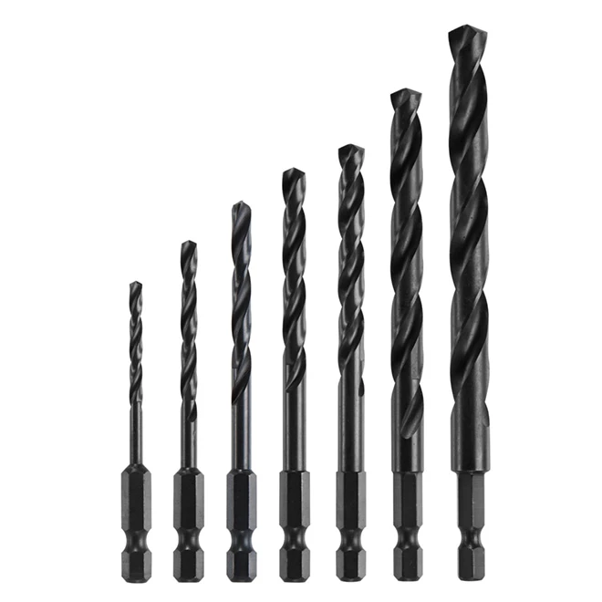 Bosch Impact Tough Drill Bit - 7-Piece Set - Hex Shank - 135° Split Point - Black Oxide-Coated 1 Bosch Impact Tough Drill Bit - 7-Piece Set - Hex Shank - 135° Split Point - Black Oxide-Coated