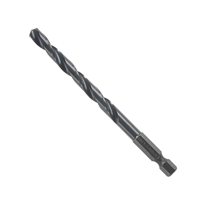 Bosch Impact Drill Bit - 1/4-in dia x 4-in L - 1/4-in Hex Shank - High-Speed Steel - Black Oxide 1 Bosch Impact Drill Bit - 1/4-in dia x 4-in L - 1/4-in Hex Shank - High-Speed Steel - Black Oxide
