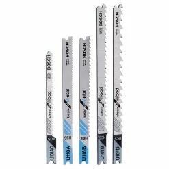 Bosch 5-pc Jigsaw Blade Set - Assorted Sizes - U-Shank Shaft - High-Carbon Steel