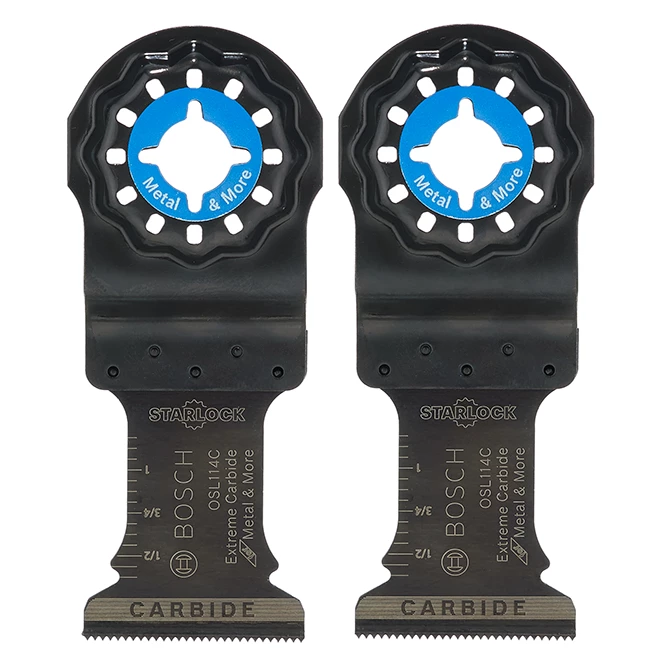 Bosch Starlock Oscillating Plunge Cut Blades - Carbide Teeth - 2 Per Pack - 4-in L x 1 1/4-in w 1 Bosch Starlock Oscillating Plunge Cut Blades - Carbide Teeth - 2 Per Pack - 4-in L x 1 1/4-in w