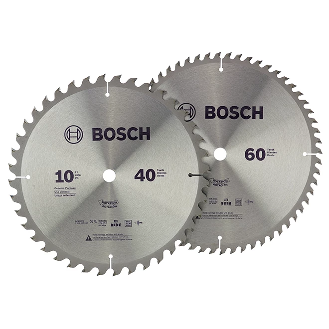 Bosch Brute Carbide Steel Saw Blade - 15? Hook Angle - 10-in Dia - 40/60 Tooth - 2 Per Pack 1 Bosch Brute Carbide Steel Saw Blade - 15? Hook Angle - 10-in Dia - 40/60 Tooth - 2 Per Pack