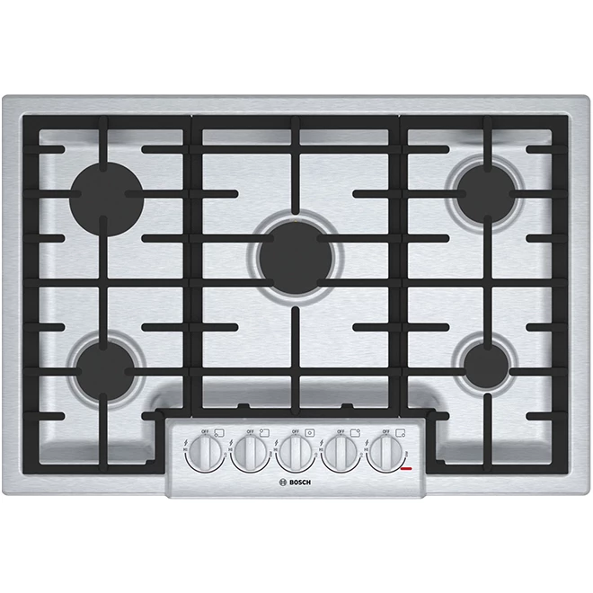 Bosch Gas Cooktop - 5 Burners - 30-in - 19,000 BTU - Stainless Steel 1 Bosch Gas Cooktop - 5 Burners - 30-in - 19,000 BTU - Stainless Steel