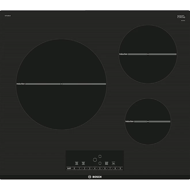 Bosch 500 Series Induction Cooktop - 3 Elements - 24-in - Black 1 Bosch 500 Series Induction Cooktop - 3 Elements - 24-in - Black
