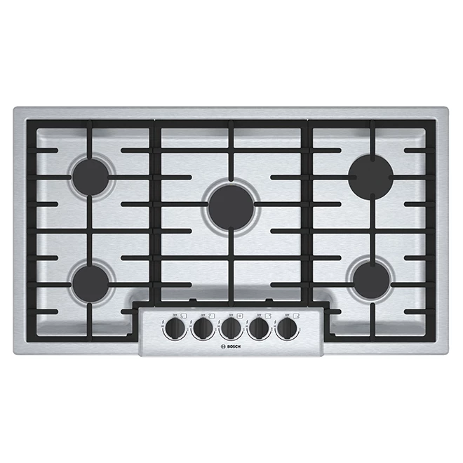 Bosch Gas Cooktop - 5 Burners - 37-in - 16,000 BTU - Stainless Steel 1 Bosch Gas Cooktop - 5 Burners - 37-in - 16,000 BTU - Stainless Steel
