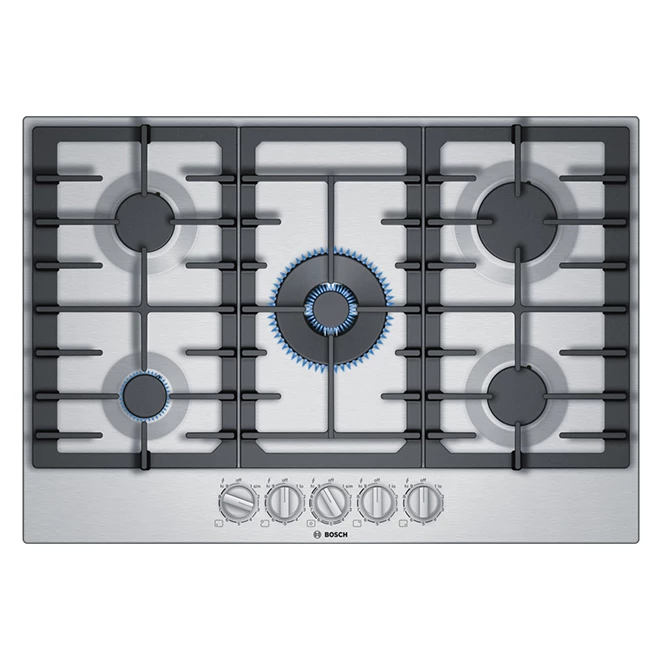 Bosch Gas Cooktop - 5 Burners - 30-in - 17,000 BTU - Stainless Steel 1 Bosch Gas Cooktop - 5 Burners - 30-in - 17,000 BTU - Stainless Steel