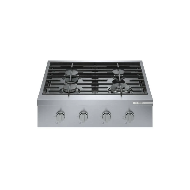 Bosch - Gas Cooktop - 18,000 BTU - 4 Burners - 30-in - Stainless Steel 1 Bosch - Gas Cooktop - 18,000 BTU - 4 Burners - 30-in - Stainless Steel